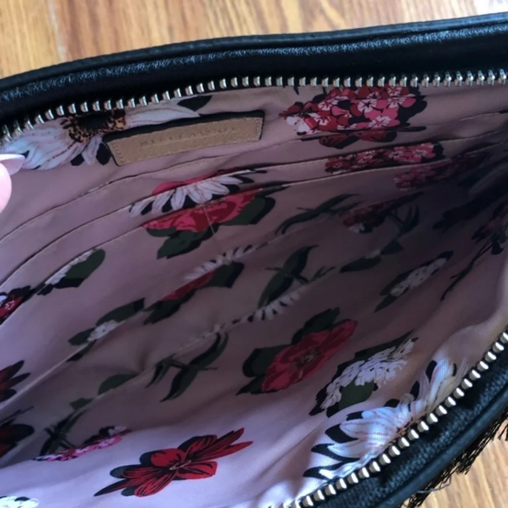 Stella & Dot | Eloise Blush+Black Fringe Clutch Retired